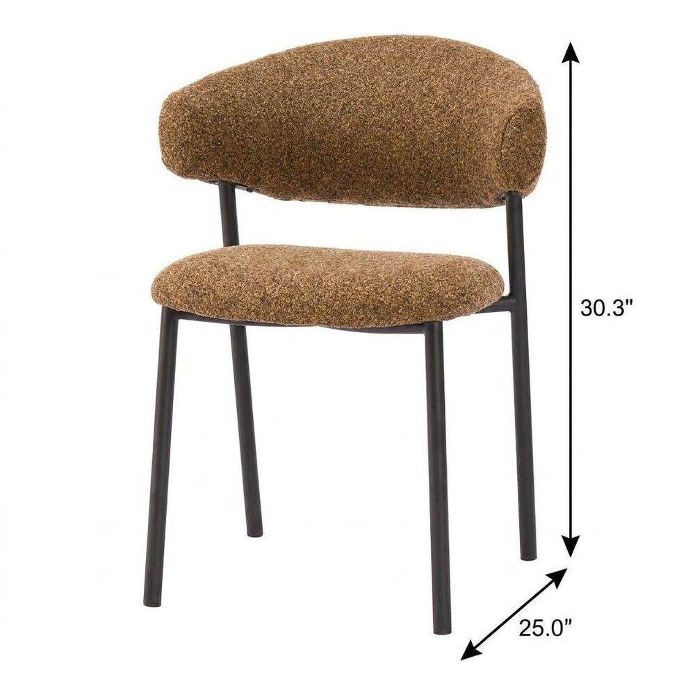 Set of Two Cloud And Brown Faux Shearling And Wood And Steel Open Back Dining Side Chairs — view 21