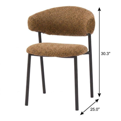 Set of Two Cloud And Brown Faux Shearling And Wood And Steel Open Back Dining Side Chairs HomeRoots