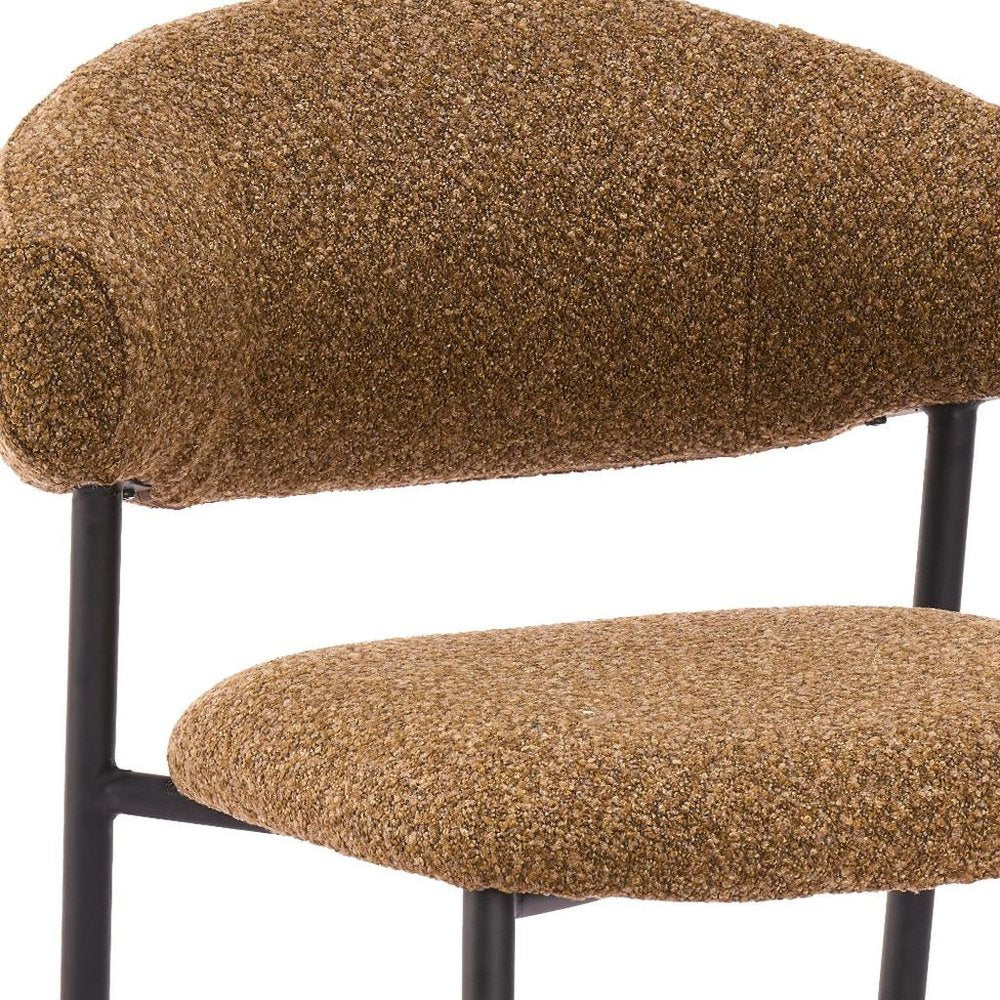 Set of Two Cloud And Brown Faux Shearling And Wood And Steel Open Back Dining Side Chairs HomeRoots