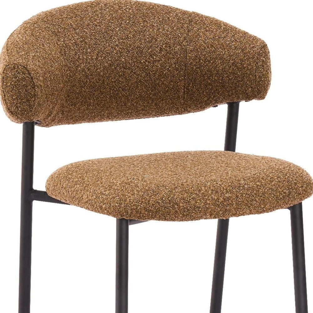 Set of Two Cloud And Brown Faux Shearling And Wood And Steel Open Back Dining Side Chairs HomeRoots