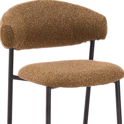 Set of Two Cloud And Brown Faux Shearling And Wood And Steel Open Back Dining Side Chairs HomeRoots