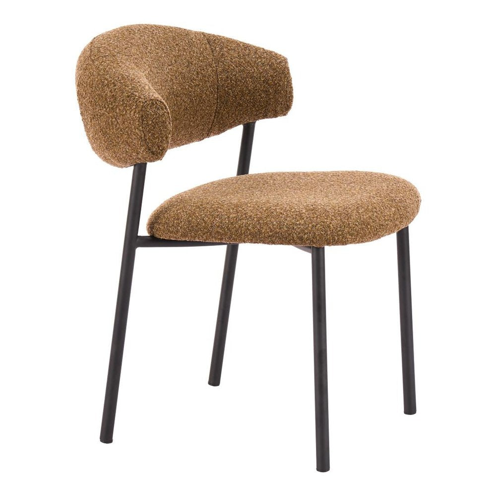 Set of Two Cloud And Brown Faux Shearling And Wood And Steel Open Back Dining Side Chairs — view 15