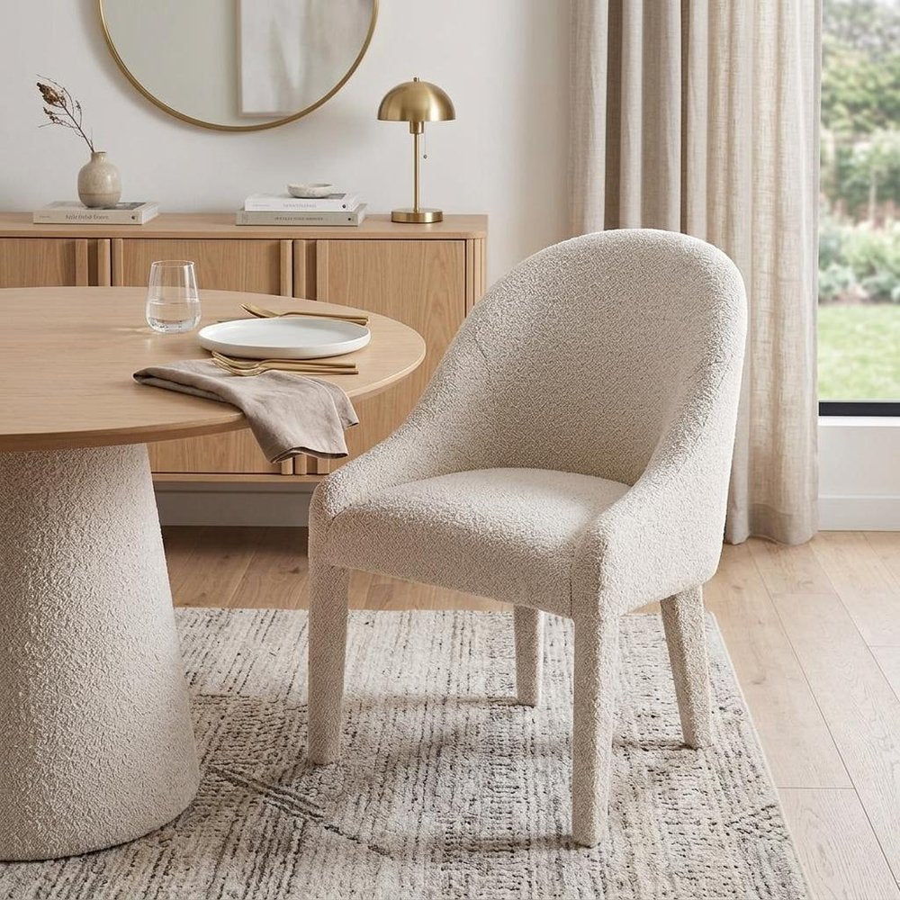 Ivory And White Faux Shearling And Wood Dining Side Chair HomeRoots