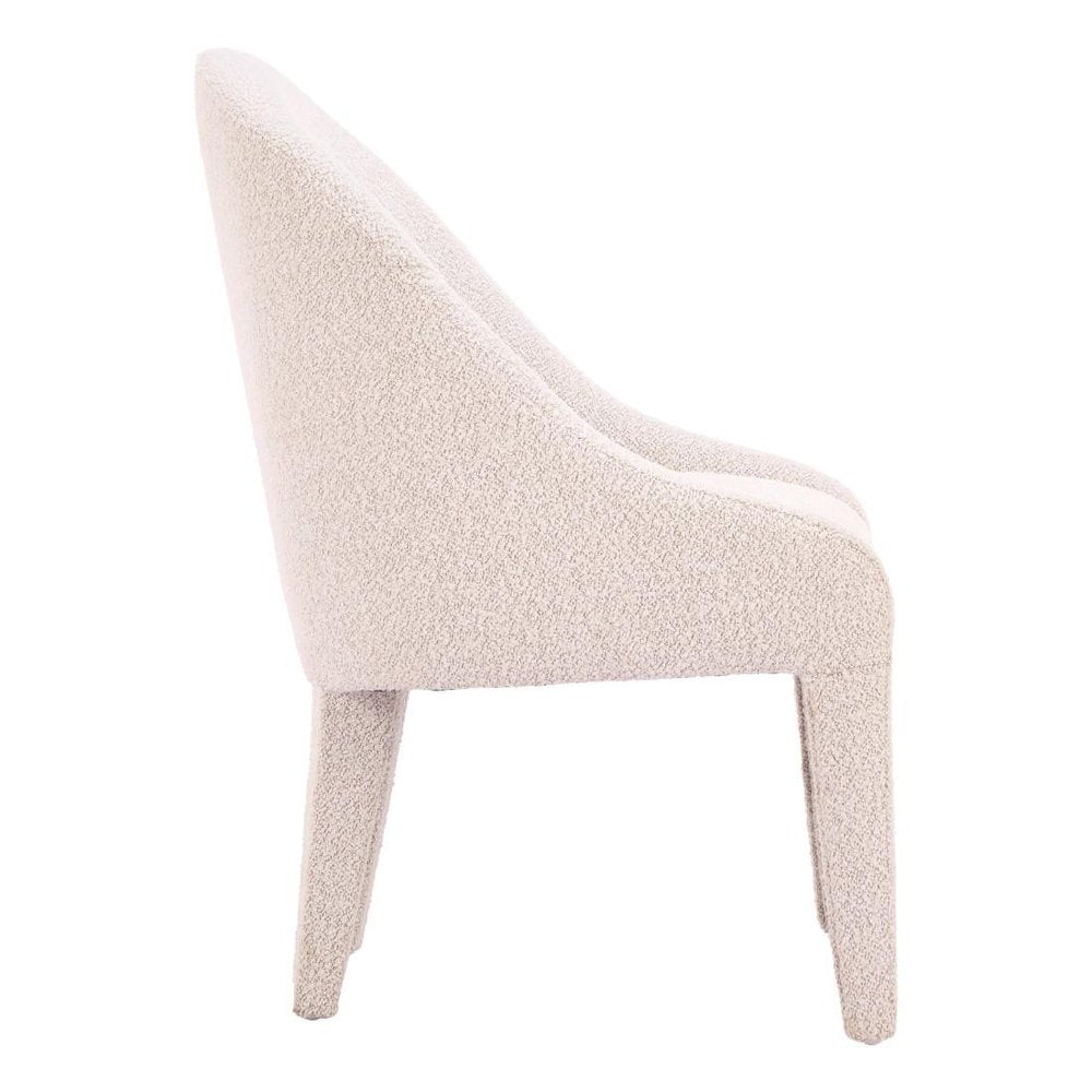 Ivory And White Faux Shearling And Wood Dining Side Chair HomeRoots