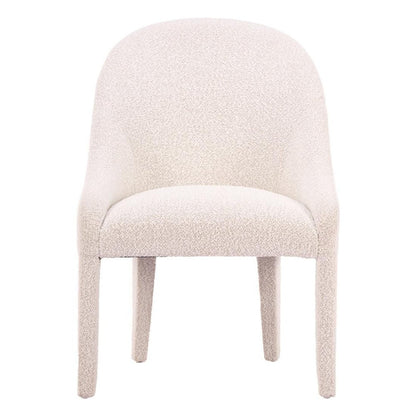 Ivory And White Faux Shearling And Wood Dining Side Chair
