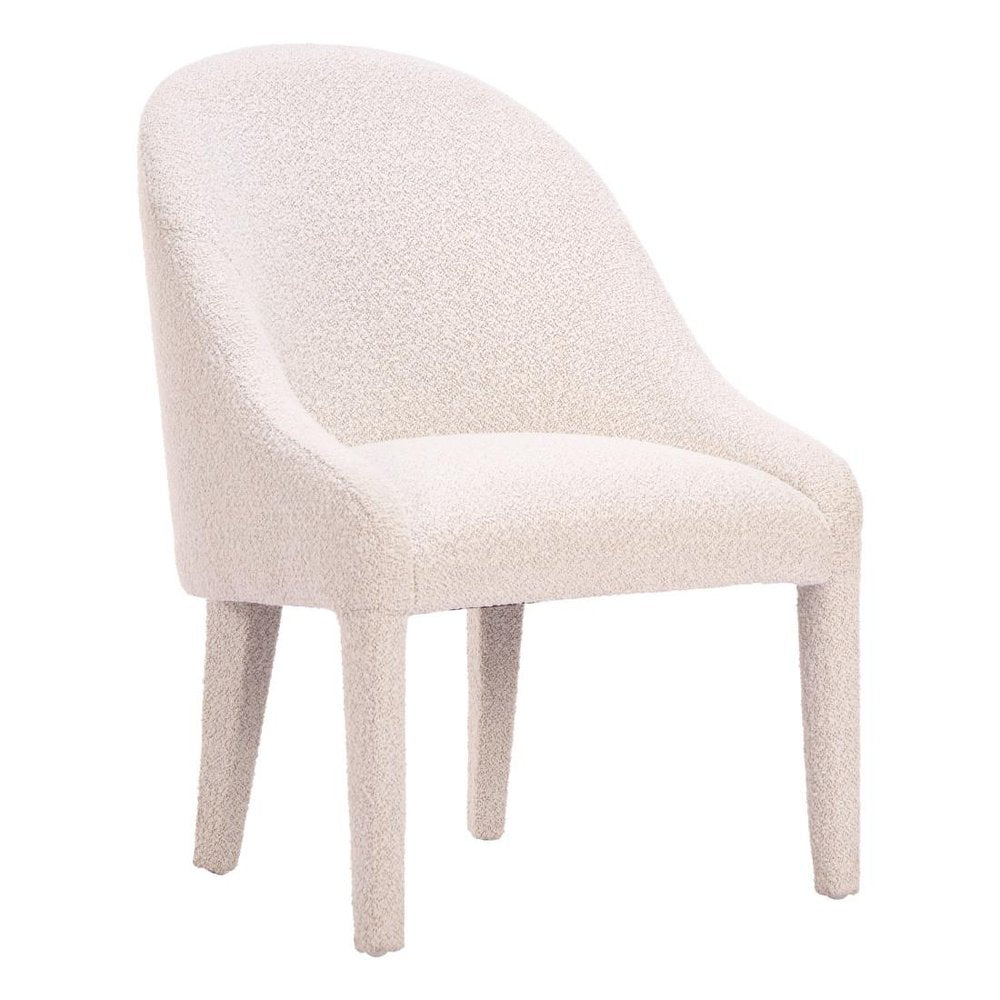 Ivory And White Faux Shearling And Wood Dining Side Chair HomeRoots