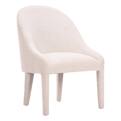 Ivory And White Faux Shearling And Wood Dining Side Chair HomeRoots