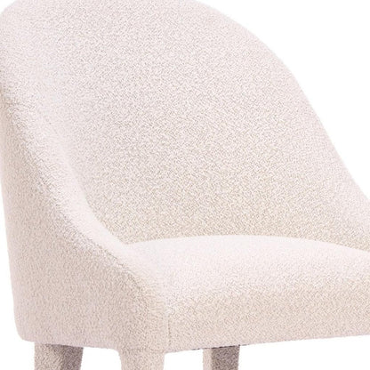 Ivory And White Faux Shearling And Wood Dining Side Chair HomeRoots