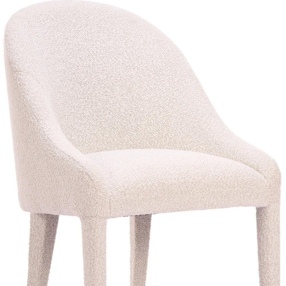 Ivory And White Faux Shearling And Wood Dining Side Chair — view 2