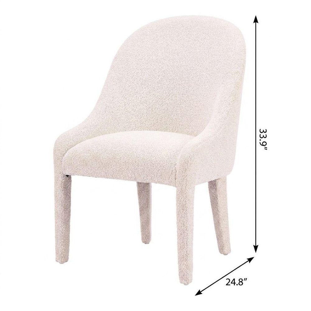 Ivory And White Faux Shearling And Wood Dining Side Chair — view 10