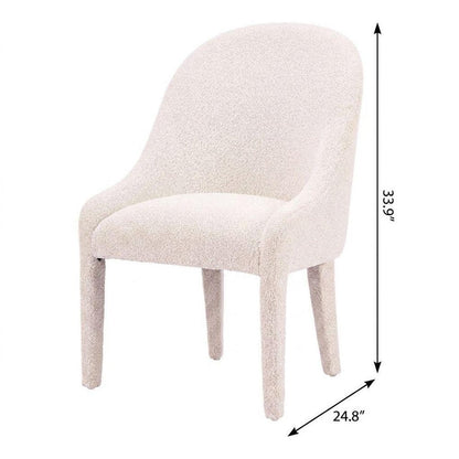 Ivory And White Faux Shearling And Wood Dining Side Chair HomeRoots