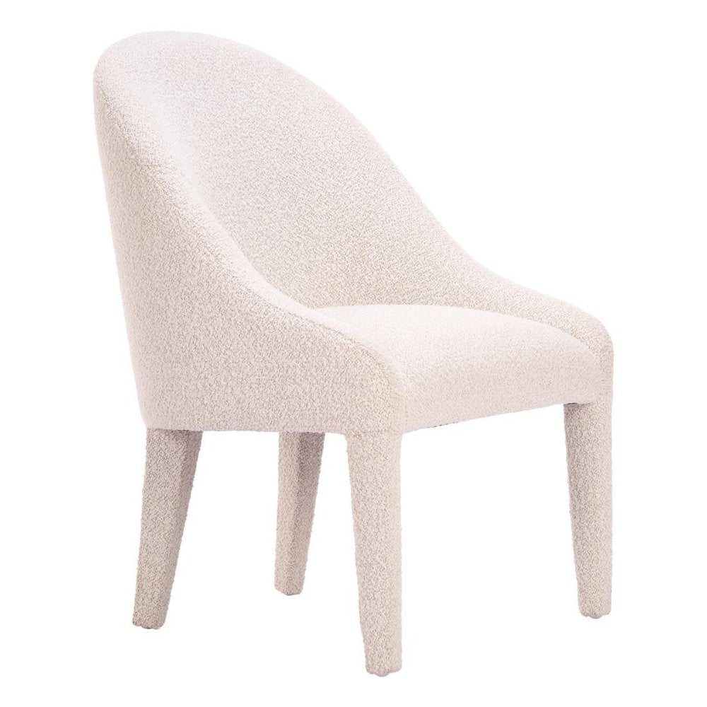 Ivory And White Faux Shearling And Wood Dining Side Chair — view 3