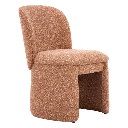 Set of Two Brown Faux Shearling And Wood Dining Side Chairs HomeRoots