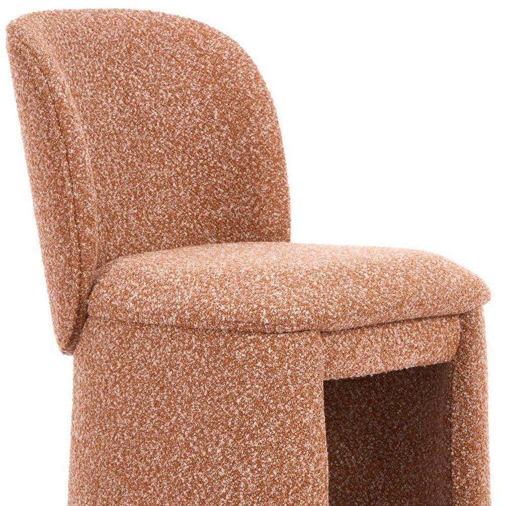 Set of Two Brown Faux Shearling And Wood Dining Side Chairs — view 2