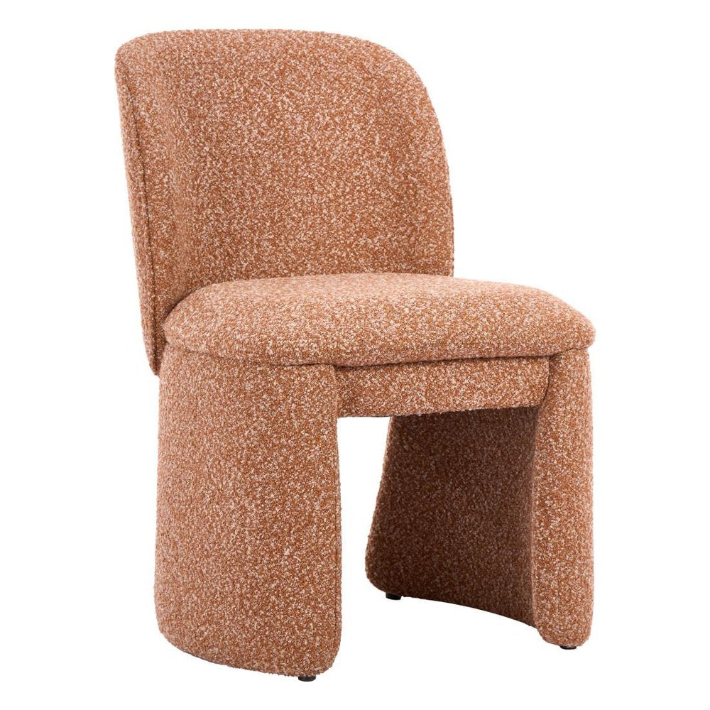 Set of Two Brown Faux Shearling And Wood Dining Side Chairs HomeRoots