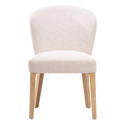 Set of Two Ivory And Natural Faux Shearling And Wood Dining Side Chairs HomeRoots