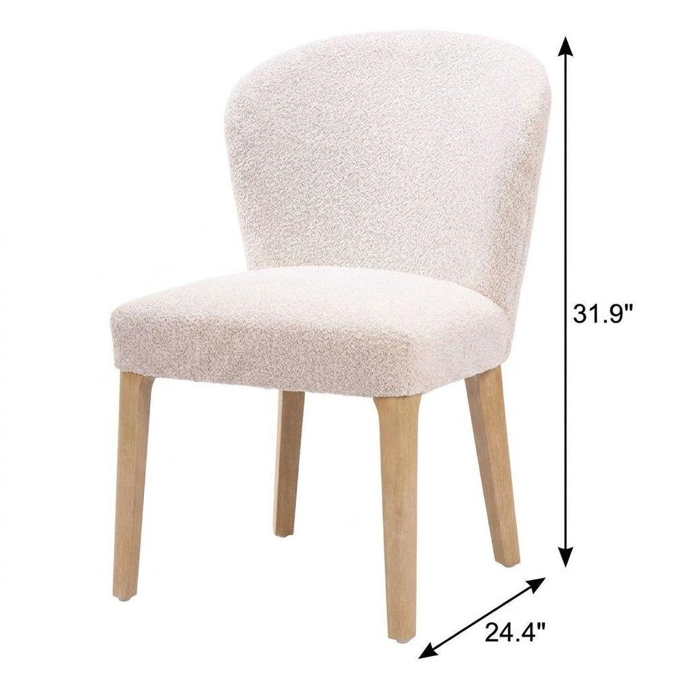 Set of Two Ivory And Natural Faux Shearling And Wood Dining Side Chairs — view 10