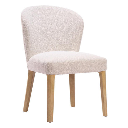 Set of Two Ivory And Natural Faux Shearling And Wood Dining Side Chairs HomeRoots