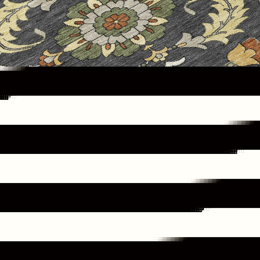 10' X 14' Charcoal And Black Floral Medallion Washable Indoor Outdoor Area Rug HomeRoots