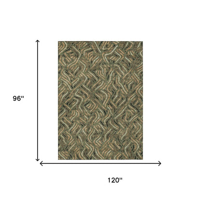 8' X 10' Olive Green And Copper Abstract Washable Indoor Outdoor Area Rug HomeRoots