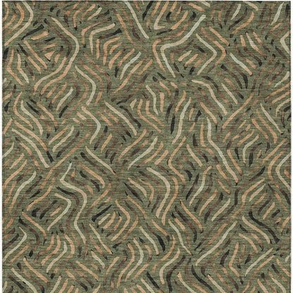 8' X 10' Olive Green And Copper Abstract Washable Indoor Outdoor Area Rug HomeRoots