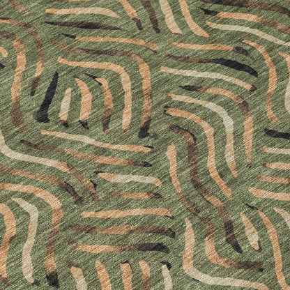 8' X 10' Olive Green And Copper Abstract Washable Indoor Outdoor Area Rug HomeRoots