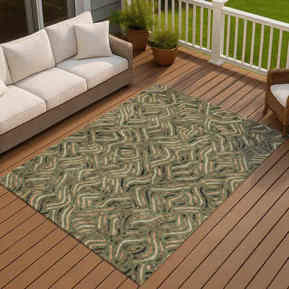 8' X 10' Olive Green And Copper Abstract Washable Indoor Outdoor Area Rug HomeRoots