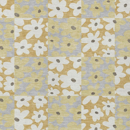 10' X 14' Gold And Ivory Floral Washable Indoor Outdoor Area Rug HomeRoots