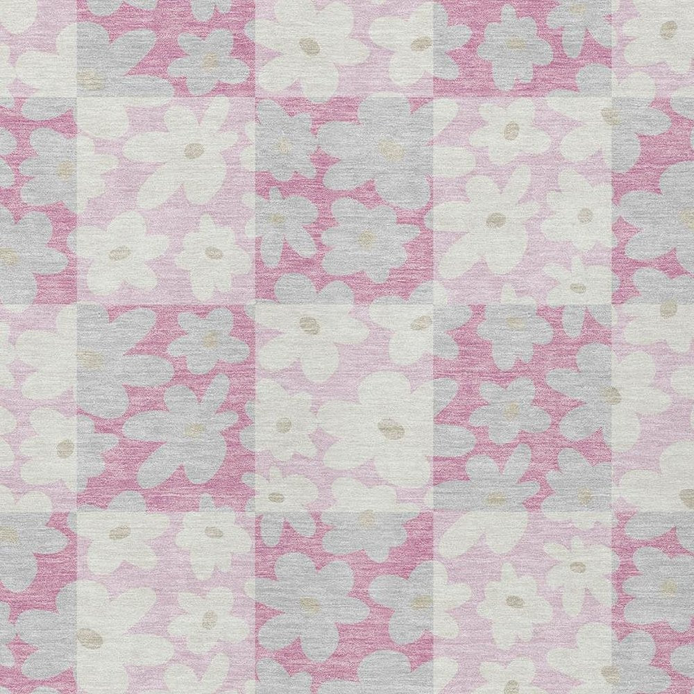 3' X 5' Pink And Gray Floral Washable Indoor Outdoor Area Rug HomeRoots