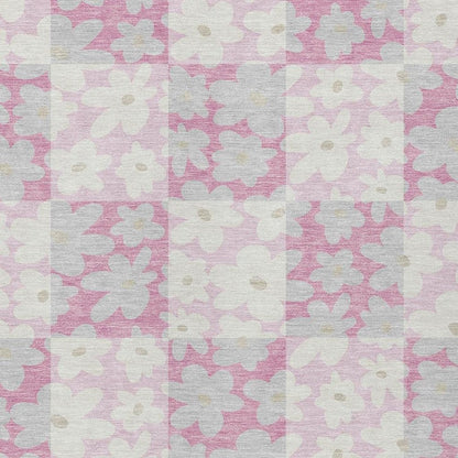 3' X 5' Pink And Gray Floral Washable Indoor Outdoor Area Rug HomeRoots