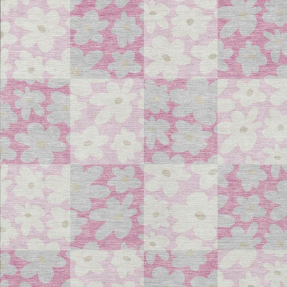 5' X 8' Pink And Gray Floral Washable Indoor Outdoor Area Rug HomeRoots