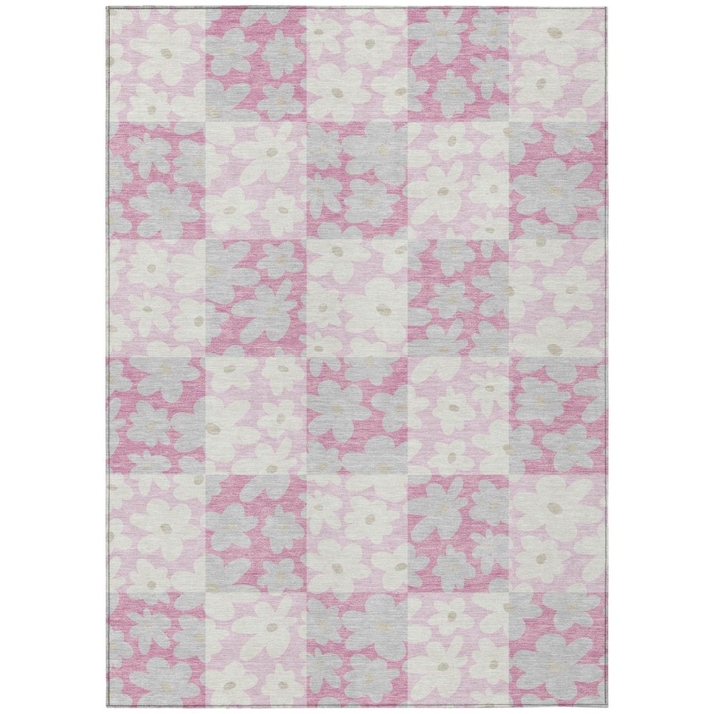 9' X 12' Pink And Gray Floral Washable Indoor Outdoor Area Rug HomeRoots