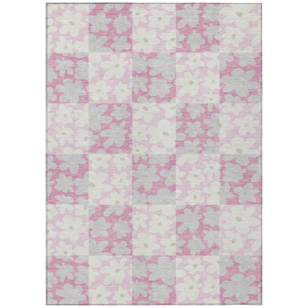 9' X 12' Pink And Gray Floral Washable Indoor Outdoor Area Rug HomeRoots