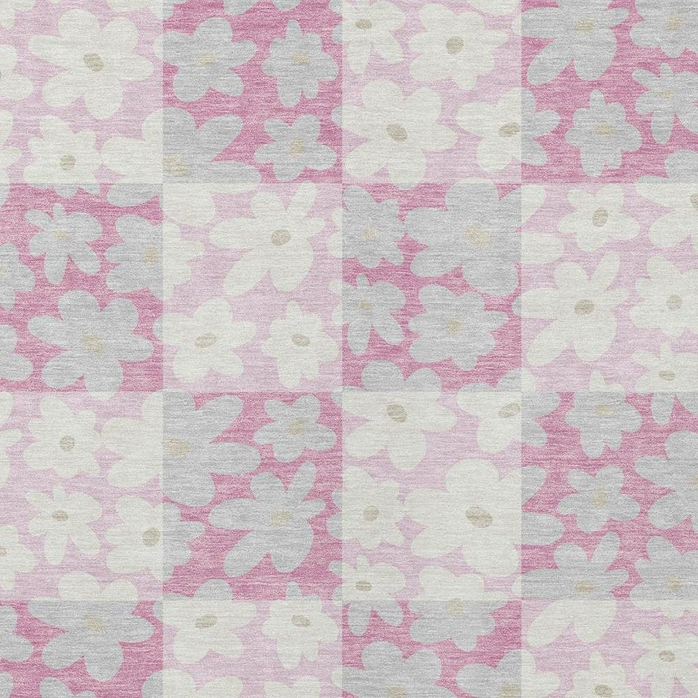 9' X 12' Pink And Gray Floral Washable Indoor Outdoor Area Rug HomeRoots