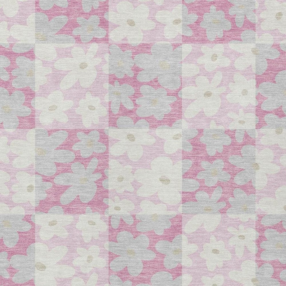 10' X 14' Pink And Gray Floral Washable Indoor Outdoor Area Rug HomeRoots