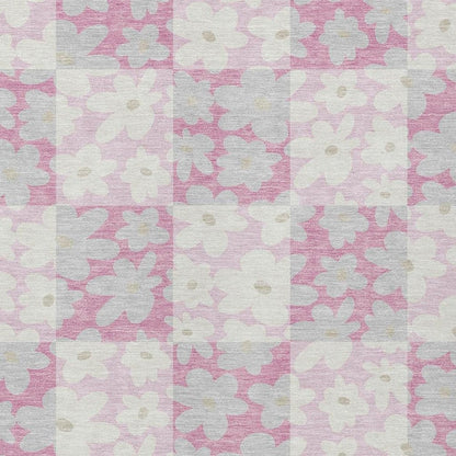 10' X 14' Pink And Gray Floral Washable Indoor Outdoor Area Rug HomeRoots