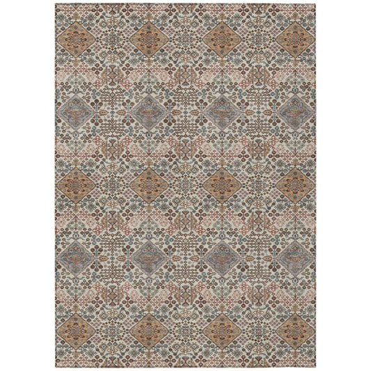 3' X 5' Beige And Copper Geometric Washable Indoor Outdoor Area Rug HomeRoots