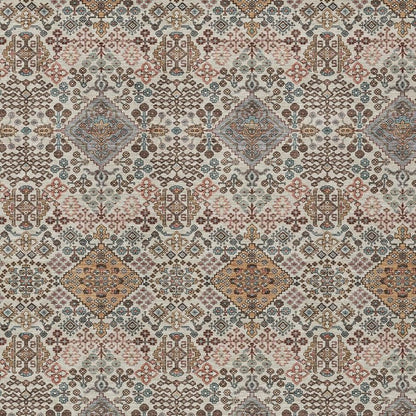 5' X 8' Beige And Copper Geometric Washable Indoor Outdoor Area Rug