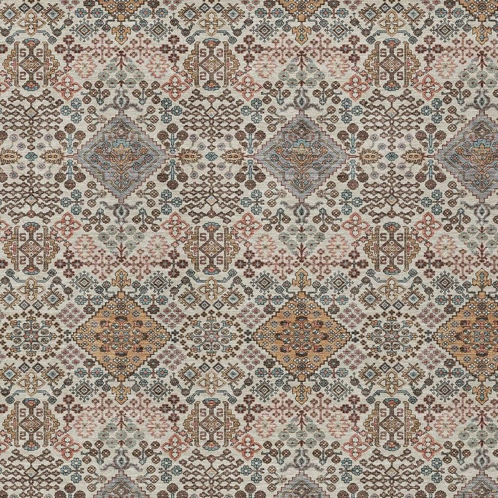 5' X 8' Beige And Copper Geometric Washable Indoor Outdoor Area Rug HomeRoots