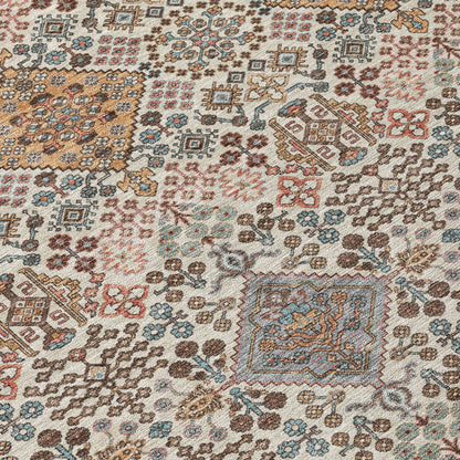 5' X 8' Beige And Copper Geometric Washable Indoor Outdoor Area Rug HomeRoots