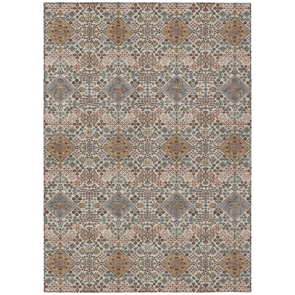 8' X 10' Beige And Copper Geometric Washable Indoor Outdoor Area Rug HomeRoots