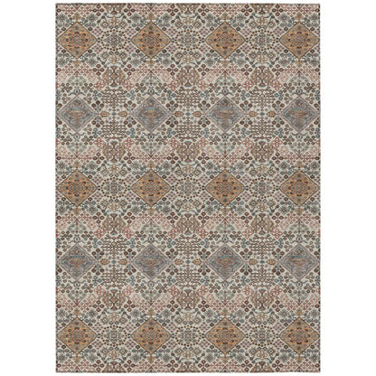 9' X 12' Beige And Copper Geometric Washable Indoor Outdoor Area Rug HomeRoots