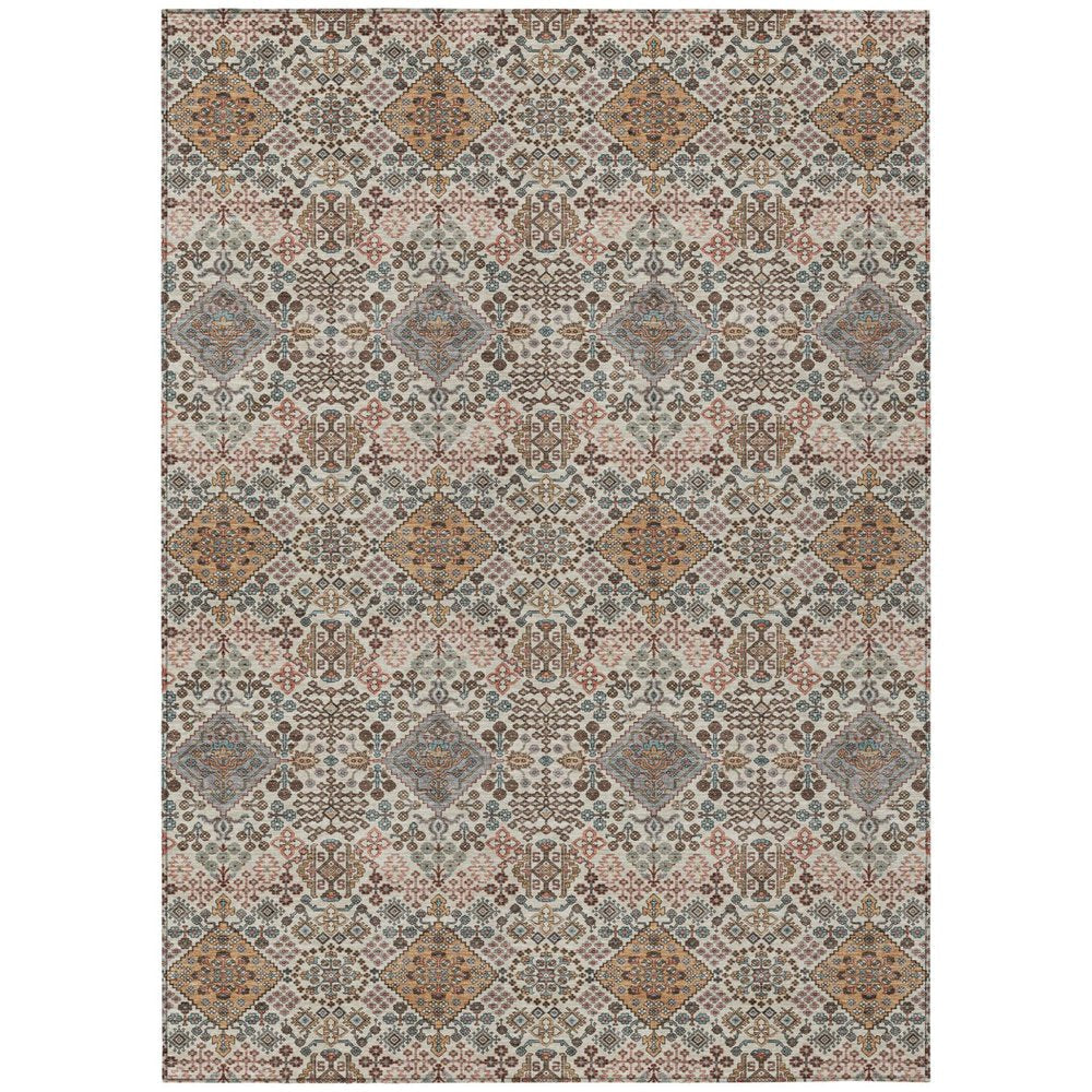 10' X 14' Beige And Copper Geometric Washable Indoor Outdoor Area Rug HomeRoots