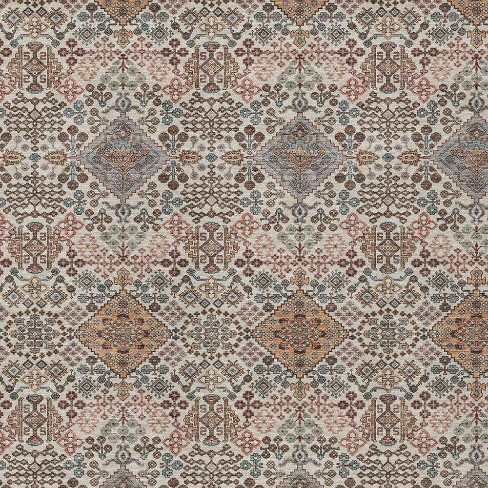 10' X 14' Beige And Copper Geometric Washable Indoor Outdoor Area Rug HomeRoots