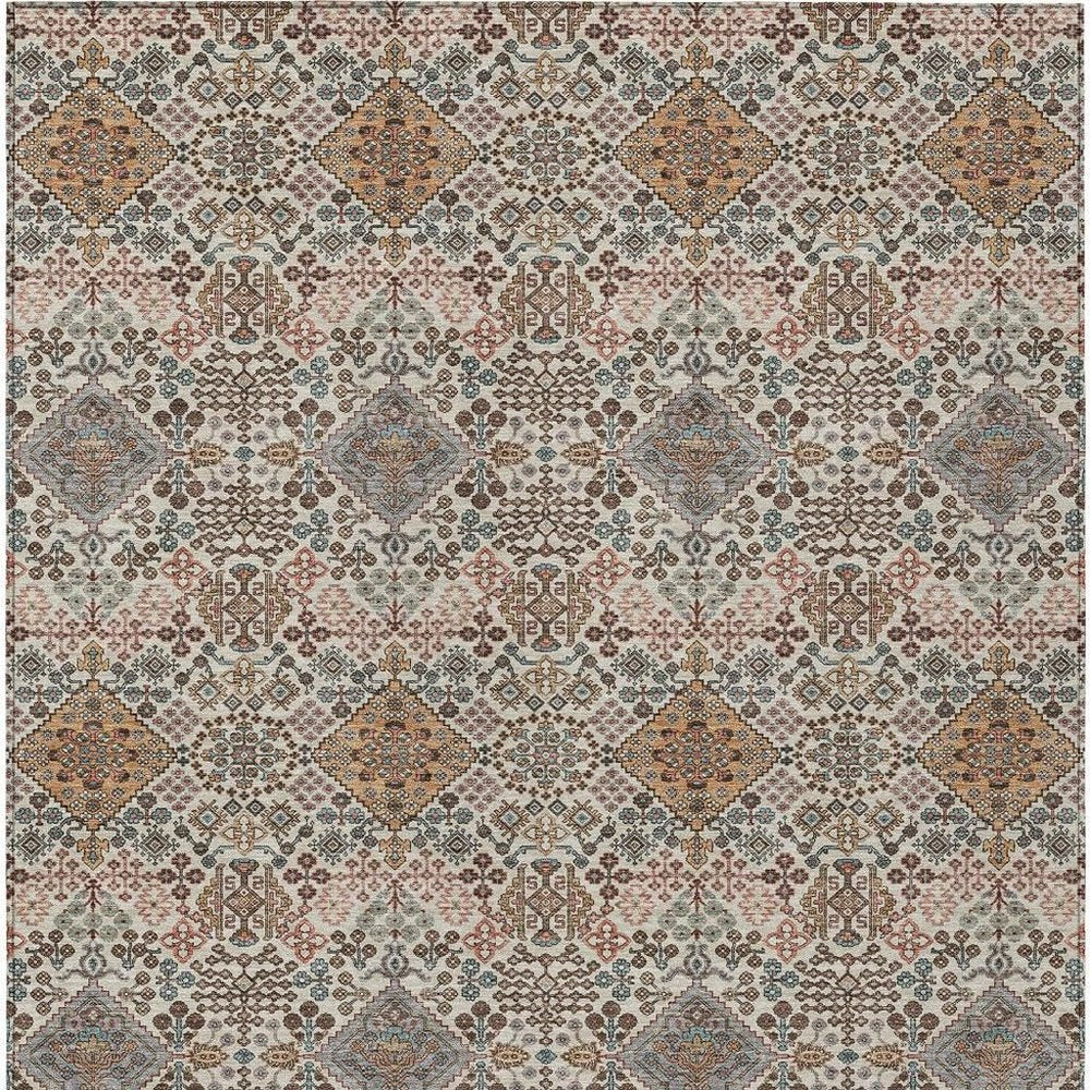 10' X 14' Beige And Copper Geometric Washable Indoor Outdoor Area Rug HomeRoots
