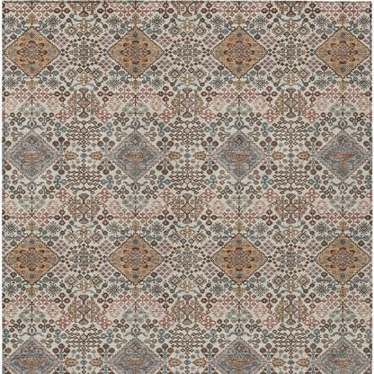 10' X 14' Beige And Copper Geometric Washable Indoor Outdoor Area Rug HomeRoots
