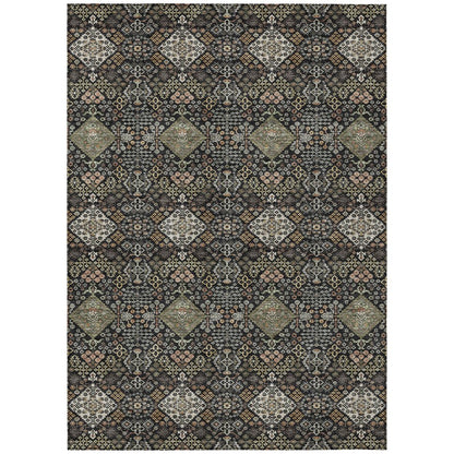 3' X 5' Black And Charcoal Geometric Washable Indoor Outdoor Area Rug HomeRoots