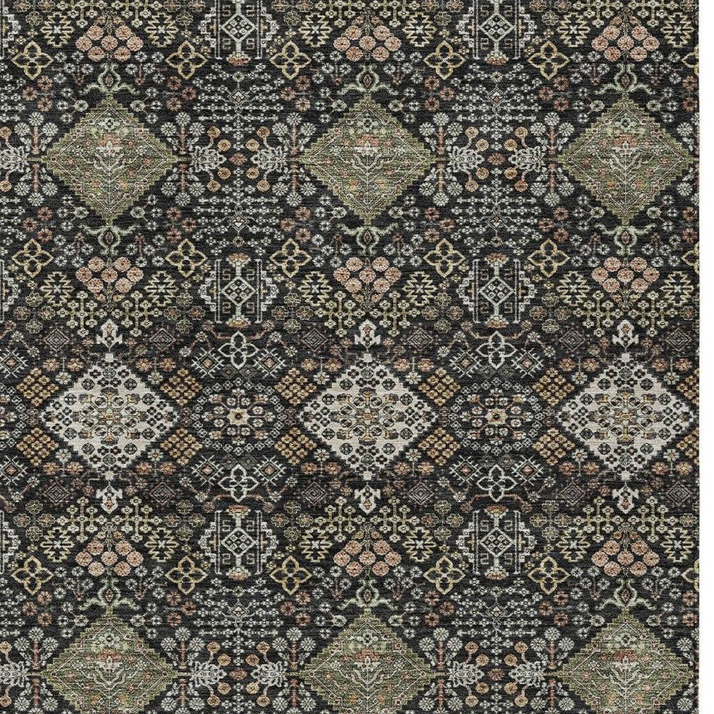 3' X 5' Black And Charcoal Geometric Washable Indoor Outdoor Area Rug HomeRoots