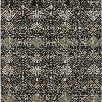 3' X 5' Black And Charcoal Geometric Washable Indoor Outdoor Area Rug HomeRoots