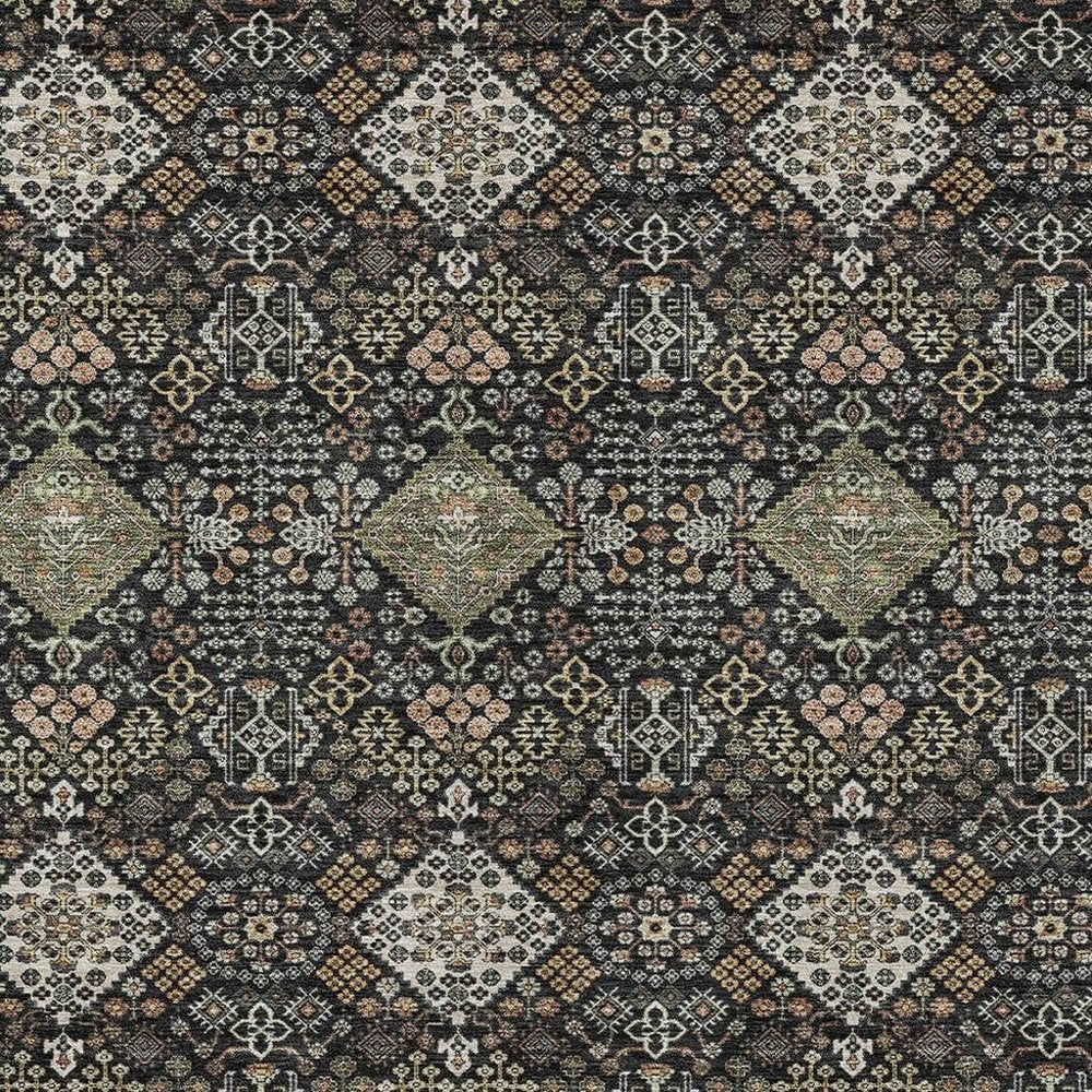 5' X 8' Black And Charcoal Geometric Washable Indoor Outdoor Area Rug HomeRoots